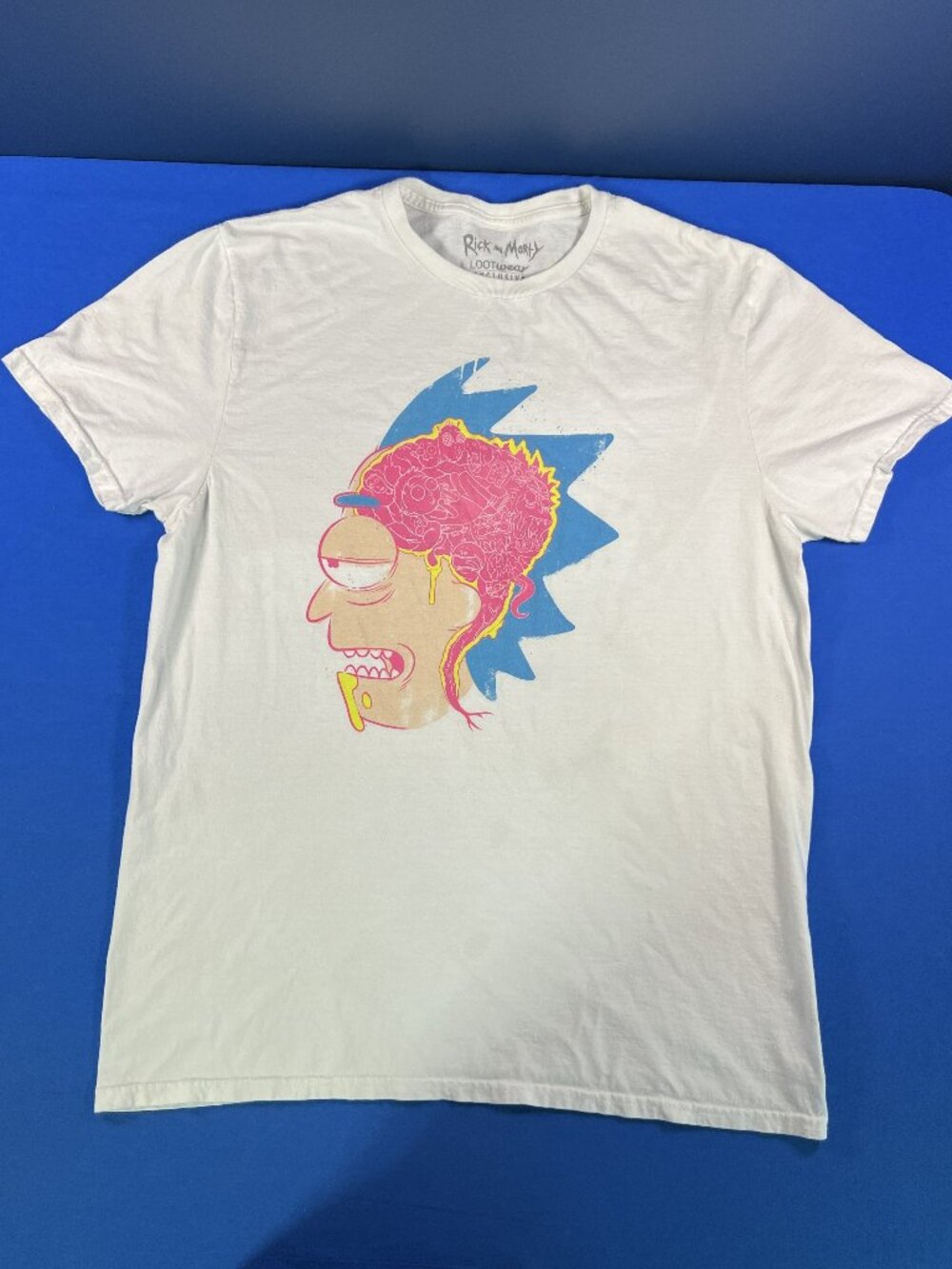 Loot Crate Exclusive Rick’s Brain White Graphic T-Shirt Size Large